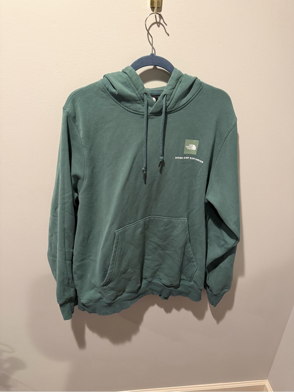 The North Face Dark Green Pullover Hoodie size Large with White Logo